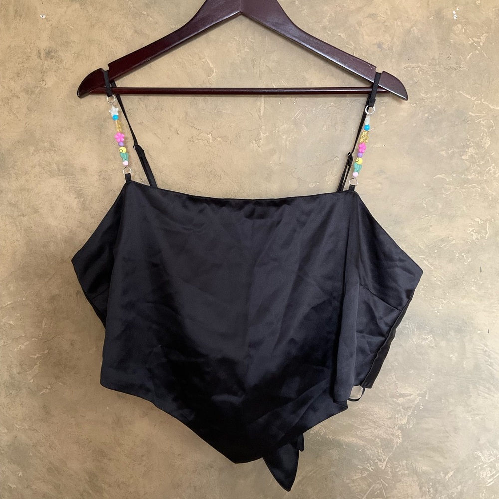Forever 21 Y2K Candi Handkerchief Top Satin Beaded Strap Tie Back 3X Plus Size